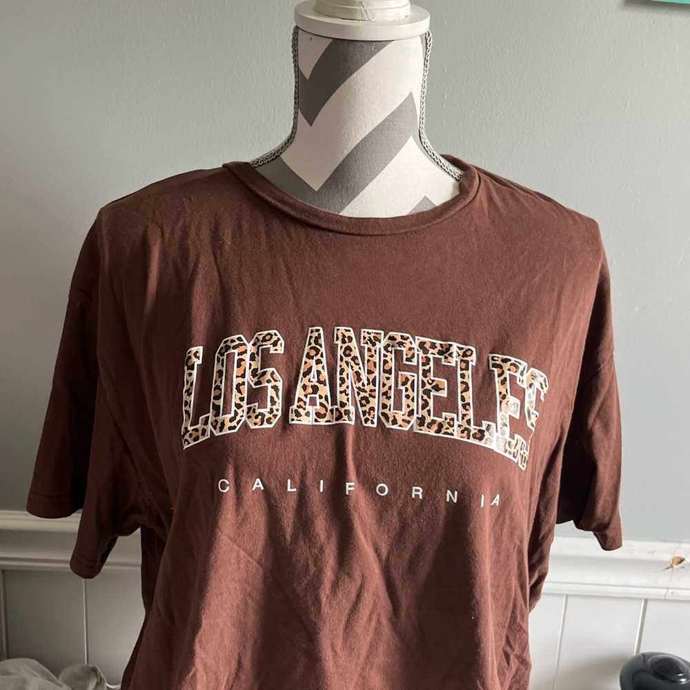 ROMWE Brown Los Angeles Graphic Tee